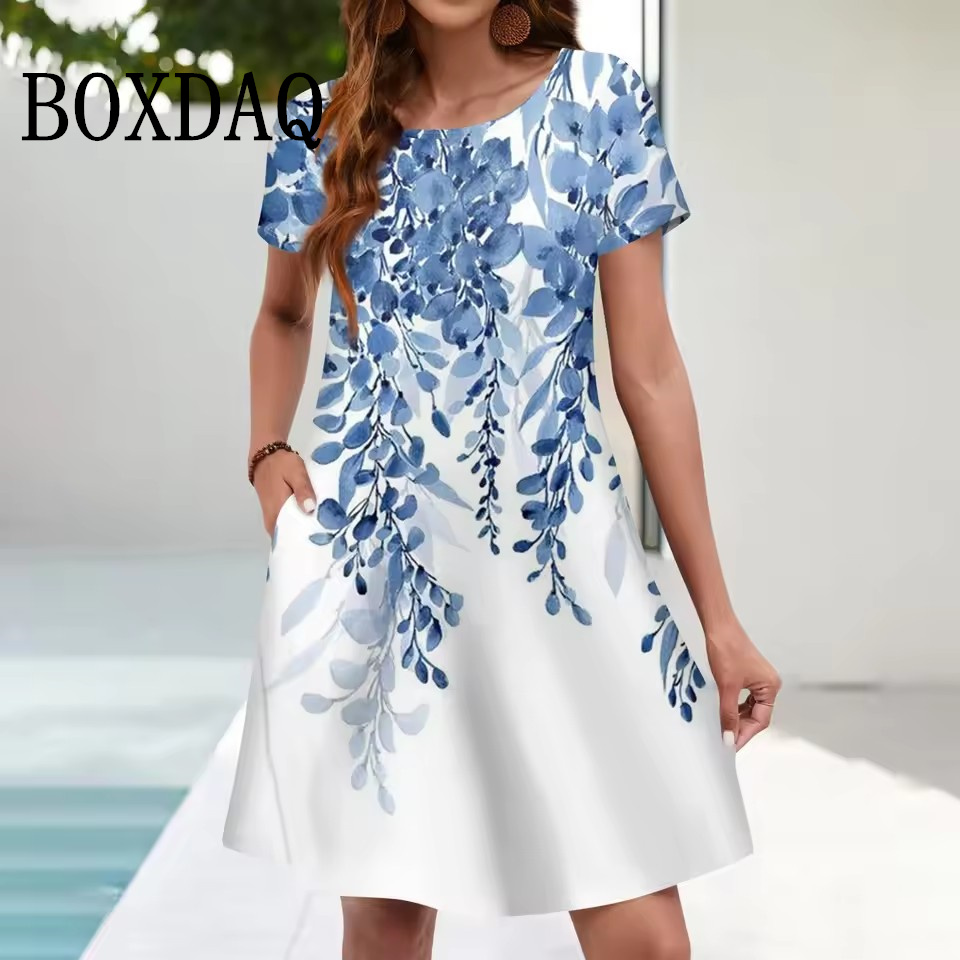 Summer Upf Clothing - Vestito estivo casual da donna Tasche