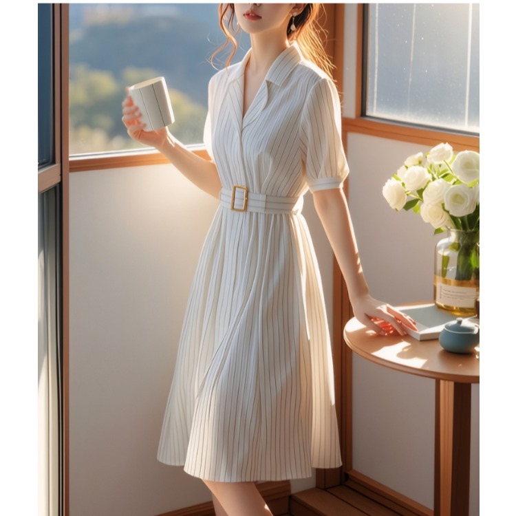 Summer Line Clothing Brand - Abito a Righe a Vita Alta