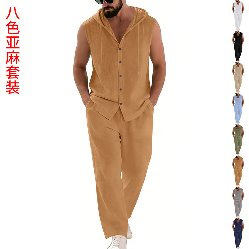 Summer Clothing Mens - Completo casual da uomo in lino