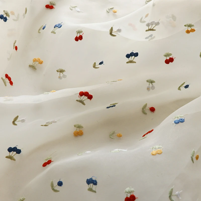 Summer Gauze Clothing - Tessuto di garza di pizzo ricamato