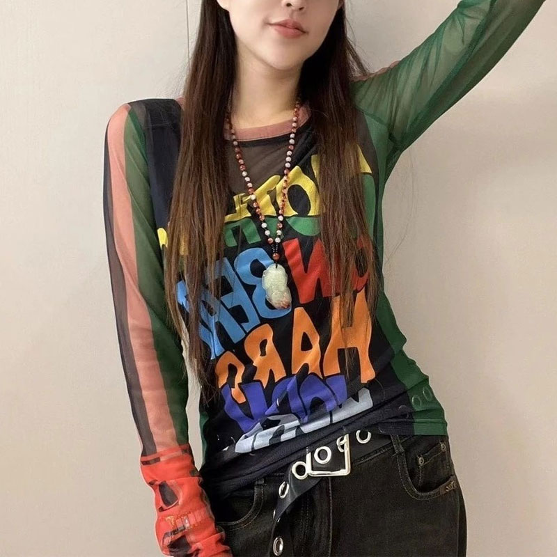 Summer Gauze Clothing - T-shirt stampata con lettera Casual moda